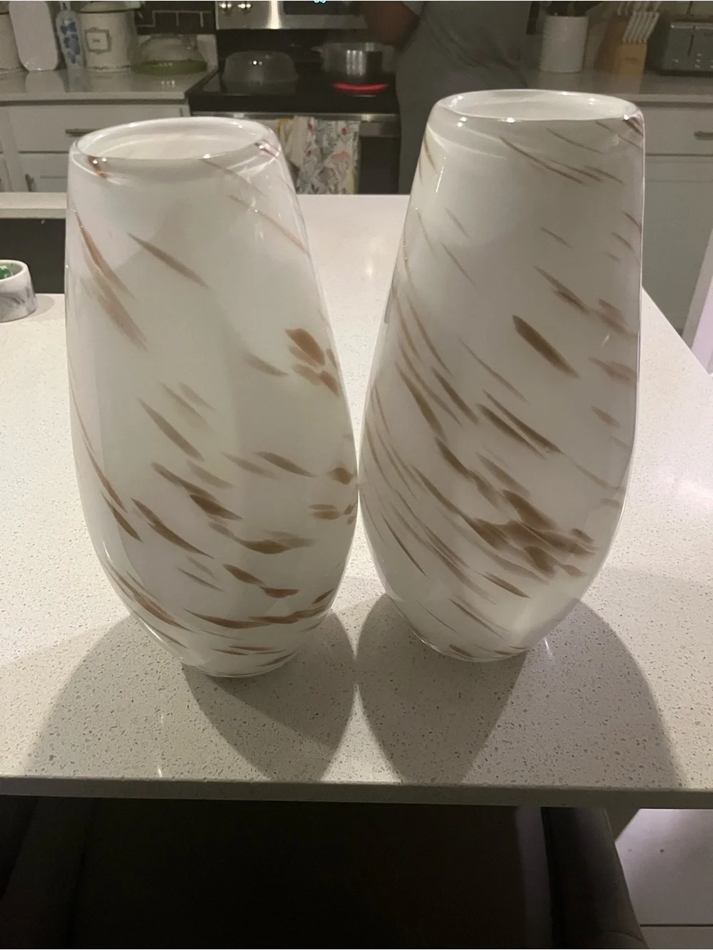 White and Brown Speckled Glass Vase Set - Home Accents